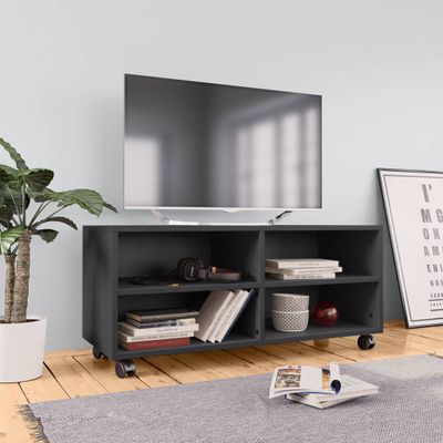 vidaXL Tv-meubel met wieltjes 90x35x35 cm spaanplaat grijs vidaXL Tv-meubel met wieltjes 90x35x35 cm spaanplaat grijs