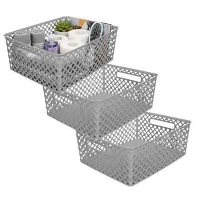 Storage Solutions Kast Opbergmand - 3x - van kunststof - grijs - 29 x 35 x 13 cm - 11 liter inhoud