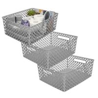 Storage Solutions Kast Opbergmand - 3x - van kunststof - grijs - 29 x 35 x 13 cm - 11 liter inhoud