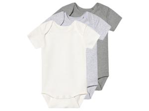 lupilu 3 baby rompers (Wit/grijs, 62/68)