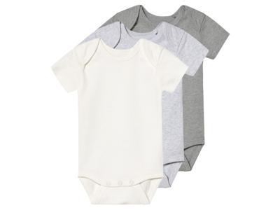 lupilu 3 baby rompers (Wit/grijs, 86/92)