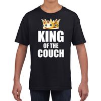 Koningsdag t-shirt king of the couch zwart voor kinderen - thumbnail