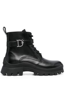 DSQUARED2 bottines en cuir à boucle logo - Noir