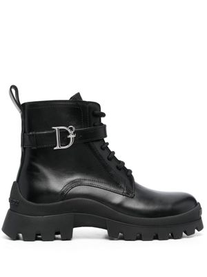 DSQUARED2 bottines en cuir à boucle logo - Noir