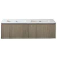 Frozen 3D Badmeubelset 140 cm - Greeplijst in Kleur - Olive - Keramische Wastafel Wit Zonder Kraangat