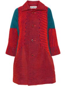 Issey Miyake Pre-Owned manteau nervuré à design colour block (années 1990) - Rouge