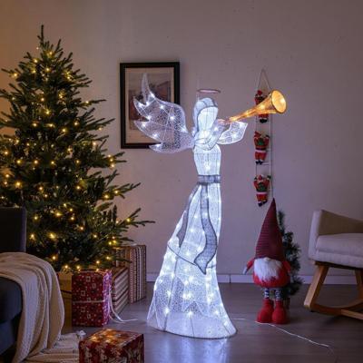 Kerstengel voor Binnen en Buiten Verlichte Kerstdecoratie met 100 LED-Lampjes Voorverlicht Waterdichte Kerstengel IP44 88 x 58 x 156 cm