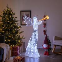Kerstengel voor Binnen en Buiten Verlichte Kerstdecoratie met 100 LED-Lampjes Voorverlicht Waterdichte Kerstengel IP44 88 x 58 x 156 cm Kerstengel voor Binnen en Buiten Verlichte Kerstdecoratie met 100 LED-Lampjes Voorverlicht Waterdichte Kerstengel IP44 88 x 58 x 156 cm