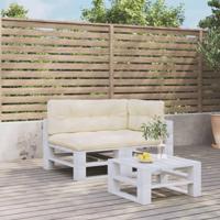 VidaXL Palletkussens 3 st stof crèmekleurig