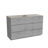 Storke Edge staand badmeubel 130 x 52 cm beton donkergrijs met Diva asymmetrisch linkse wastafel in top solid zijdegrijs - thumbnail