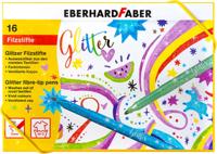 Doos glitter viltstiften Eberhard Faber 16 kleuren