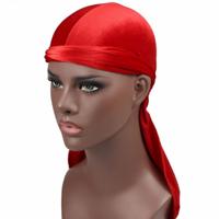 Fluweel tulband cap lange staart piraat Hat chemotherapie Cap (rood)