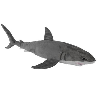 Nature Planet Knuffeldier witte haai - zachte pluche stof - veel details - grijs - 96 cm