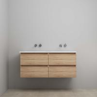 On-Line Onderkast - 120 cm - Voorgemonteerd - Acryl Wastafel - Kraangat naar Keuze - Eiken