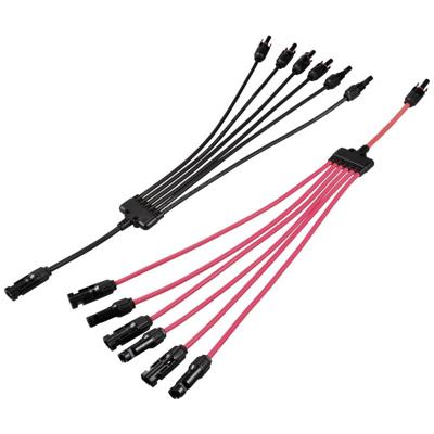 Telkens 1 x Y-verdeler PV-stekker stekker naar 6 x bus + bus naar 6 x stekker TC-12195672 Zwart, Rood TRU COMPONENTS Inhoud: 2 stuk(s)