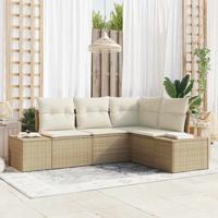 Tuinbankenset met opslag 4 pcs Beige en Crème poly rattan