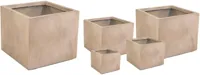 Mega Collections Plantenbak/Bloempot Texas Cubi - 28 x 28 x 28 cm - Sand Wash (Bruin)