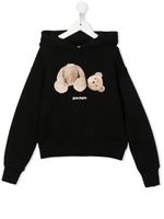 Palm Angels Kids hoodie en coton à imprimé ourson - Noir