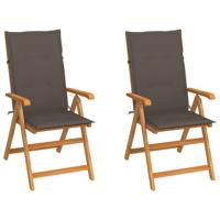 Tuinstoelen 2 st met taupe kussens massief teakhout