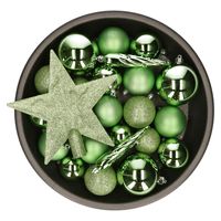 Set van 33x stuks kunststof kerstballen met ster piek groen mix   -