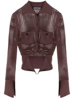 ANDREĀDAMO cardigan en maille ajourée - Marron