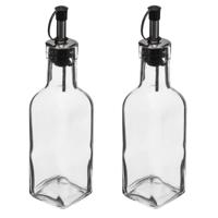 5Five Azijn/Olie flessen voor op tafel - 2x stuks - glas - 160 ml - olijfolie en tafelazijn