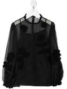 Dolce & Gabbana Kids blouse à effet de transparence - Noir