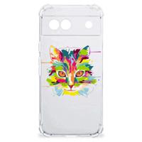 Google Pixel 8A Stevig Bumper Hoesje Cat Color - thumbnail