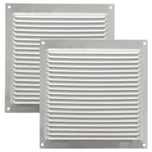 AMIG Ventilatierooster/muurrooster - 2x - 170 x 170mm - aluminium - zilver - schoepenrooster