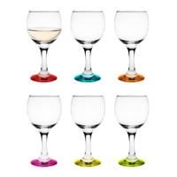 Glasmark witte wijnglazen - glas - gekleurde onderzijde - 6x stuks - 220 ml