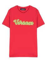 Versace Kids t-shirt en coton à logo floqué - Rouge