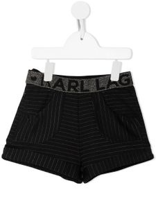 Karl Lagerfeld Kids short rayé à taille à logo - Noir