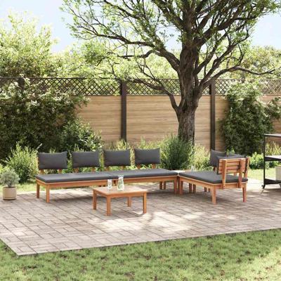 Tuinbankset met kussen met opslag 5 pcs Bruin en Grijs