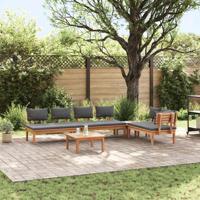 Tuinbankset met kussen met opslag 5 pcs Bruin en Grijs