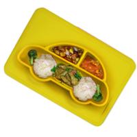 3 STKS geïntegreerde kind food grade silicone vierkante auto plaat (geel) 3 STKS geïntegreerde kind food grade silicone vierkante auto plaat (geel)