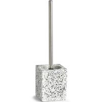 WC/toiletborstel in houder - kunststeen - terrazzo - 10 x 38 cm