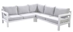 Loungeset Midori hoekset Wit frame, Grijze kussens - Yoi