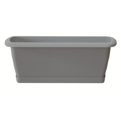 Prosperplast Plantenbak Respana - grijs - met onderzetter - 49 x 18 cm - bloembak