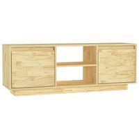 The Living Store TV-meubel - massief grenenhout - 110 x 30 x 40 cm - met lades en opbergschappen - thumbnail