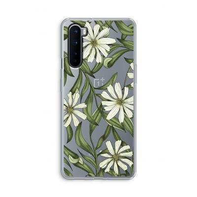 Wit bloemenpatroon: OnePlus Nord Transparant Hoesje
