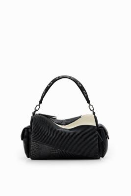 Middelgrote tas met gestructureerde patch - BLACK - U