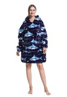 Haai snuggie met capuchon - fleece poncho