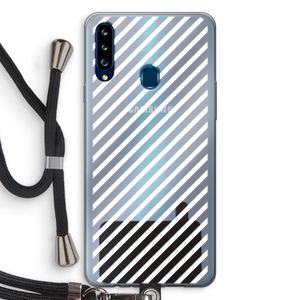 Strepen zwart-wit: Samsung Galaxy A20s Transparant Hoesje met koord