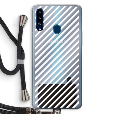 Strepen zwart-wit: Samsung Galaxy A20s Transparant Hoesje met koord