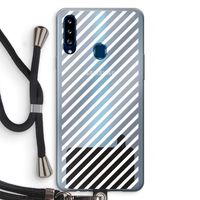 Strepen zwart-wit: Samsung Galaxy A20s Transparant Hoesje met koord