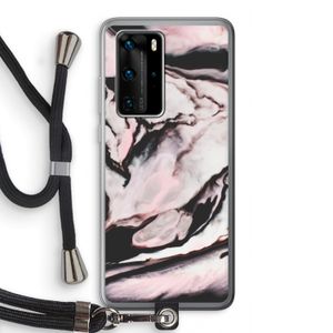 Roze stroom: Huawei P40 Pro Transparant Hoesje met koord