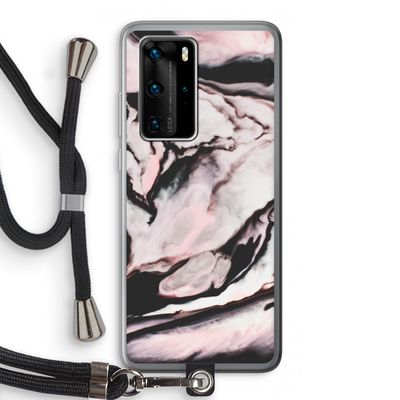 Roze stroom: Huawei P40 Pro Transparant Hoesje met koord