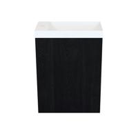 Fonteinkast Black Oak Arcqua Luna 40x55x28 cm Incl. Fontein Mat Wit Zonder Overloop Arcqua