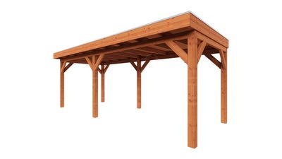 Trendhout Overkapping Refter XL 665x285 cm- Plat dak- Onbehandeld lariks Douglas hout- Trendhout