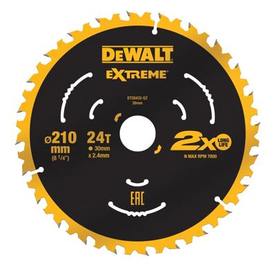 DeWALT Cirkelzaagblad voor Hout | Universeel | Ø 210mm Asgat 30mm 24T - DT20432-QZ
